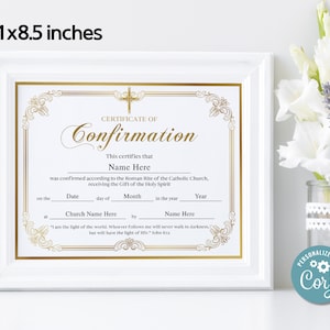 Confirmation Certificate Template, Catholic Confirmation Certificate