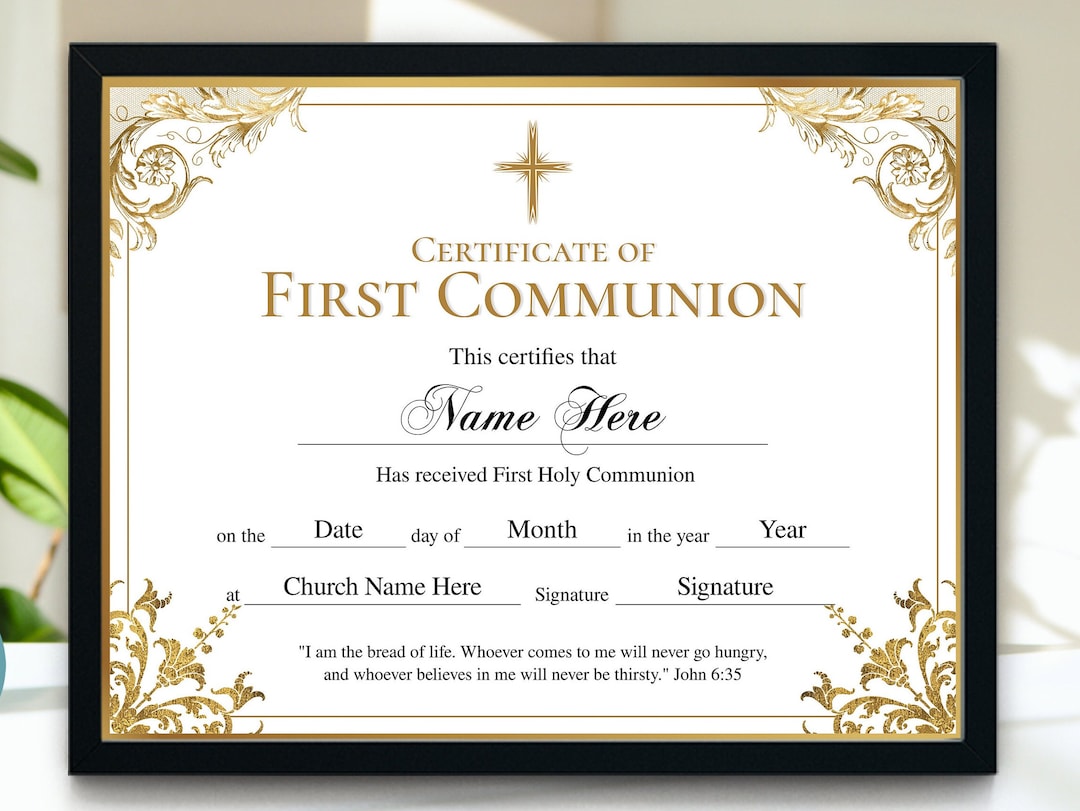 First Communion Certificate Template Elegant First Communion Gift First Communion Certificate Template Elegant First Communion Gift
