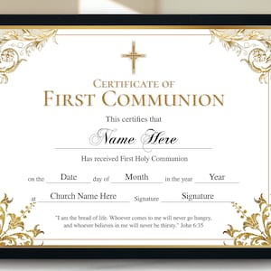 First Communion Certificate Template Elegant First Communion Gift First Communion Certificate Template Elegant First Communion Gift