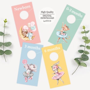 Ballerina Nursery Closet Dividers, Baby Closet Dividers Animal, Closet Dividers Printable, Ballerina Closet Organizer, Baby Room Decor