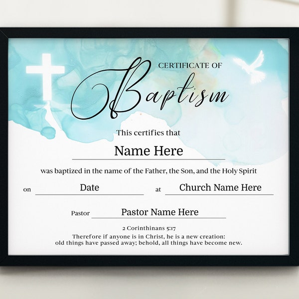 11x8.5 Baby Baptism Certificate, Baptism gift, Certificate of Baptism, Boy/Girl Baptism, Editable Baptism Certificate Template, Bp03