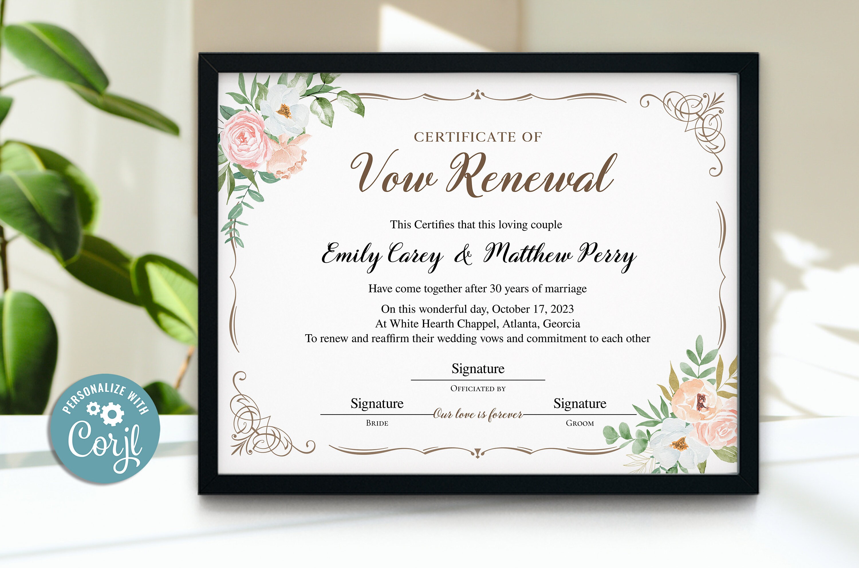 Vow Renewal Certificate Editable Printable Wedding Etsy Vow Renewal Certificate Editable Printable Wedding Etsy