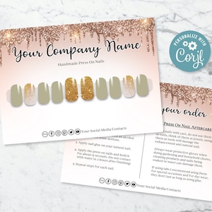 Press On Nail Sizing Kit, Press On Nail Instruktionskarten, Thank You Nail Business Template, Kundenverpackung, Etsy Nail Small Business