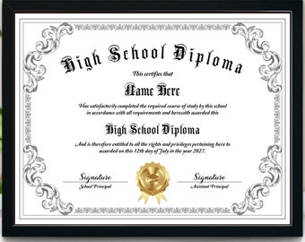 High School Diploma Template, Editable Home School Diploma, Printable Diploma Template, General Equivalency Diploma, Customizable Diploma