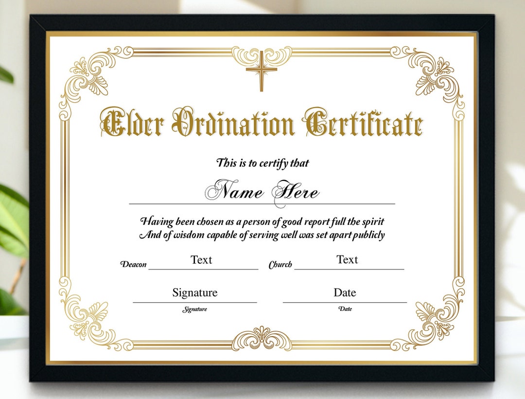 Elder Ordination Certificate Printable Certificate of Ordination Elder Ordination Certificate Printable Certificate of Ordination