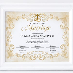 Bearbeitbare Heiratsurkunde, 8,5 x 11 elegante Heiratsurkunde, druckbare Heiratsurkunde, Hochzeitsversprechen Andenken, katholische Hochzeit