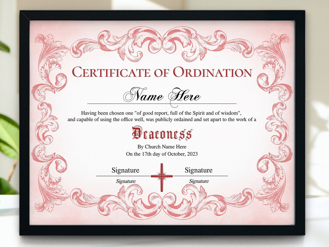 Deaconess Ordination Certificate Template 11x8 5 Ordained Minister Certificate Of Ordination Deaconess Ordination Certificate Template 11x8 5 Ordained Minister Certificate Of Ordination