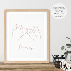 Promise Hands Prints, Promise Hands Poster,  One Line Drawing, Hands Line Art , Hands Illustration, Hands Line Art Poster, Minimal Wall Art