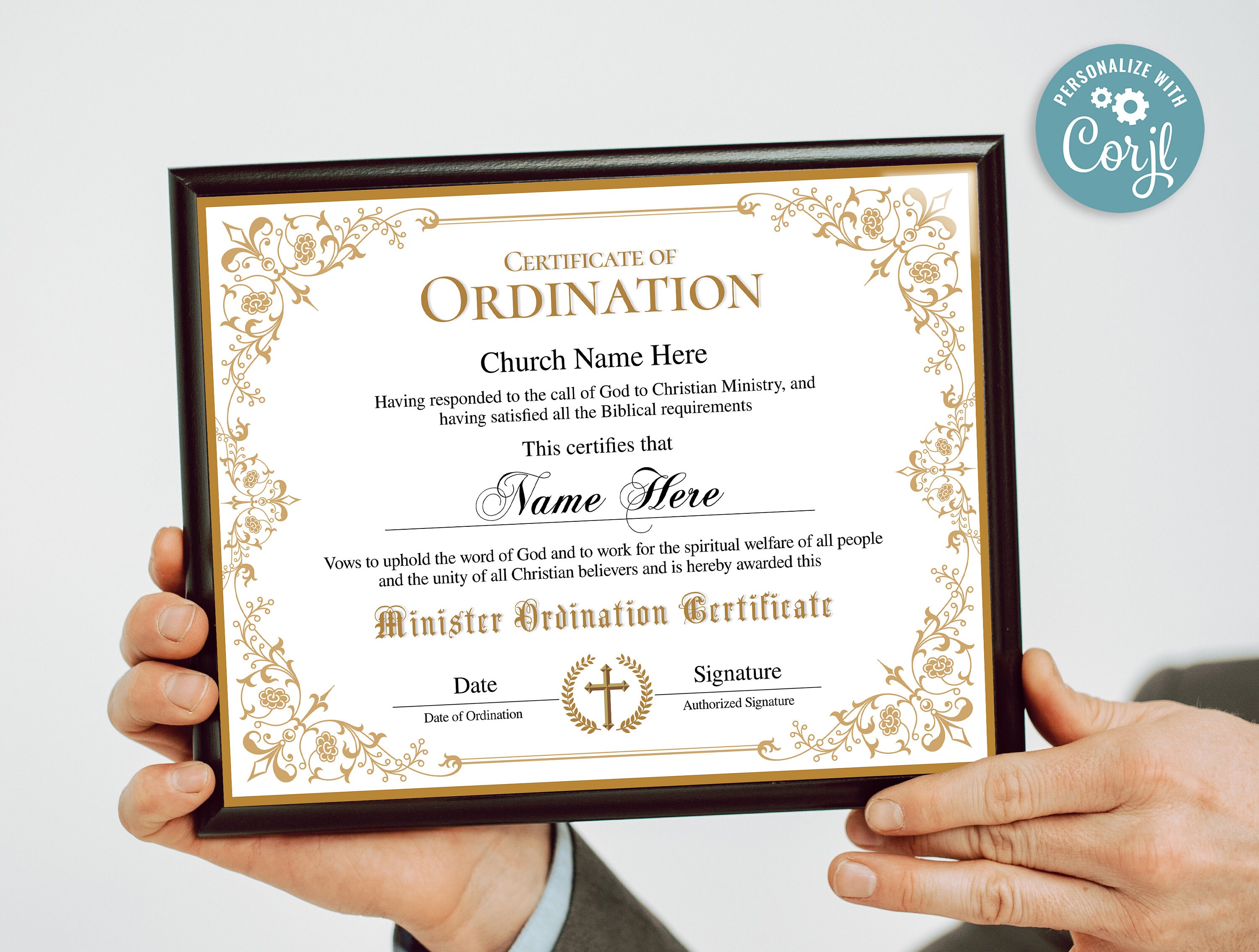 Certificate of Ordination Minister Printable Editable Ordained Certificate of Ordination Minister Printable Editable Ordained