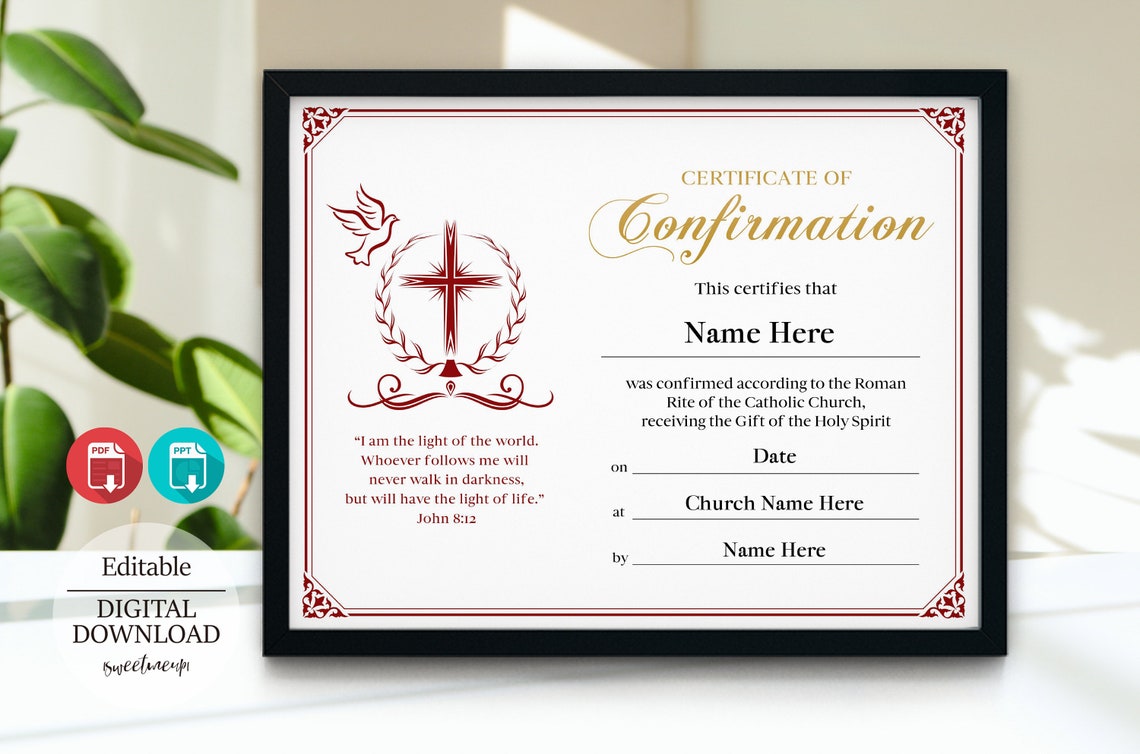 11x8.5 Confirmation Certificate PPT PDF Confirmation - Etsy