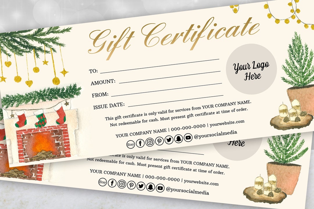 Christmas Gift Certificate Template Xmas Gift Voucher Holiday Christmas Gift Certificate Template Xmas Gift Voucher Holiday