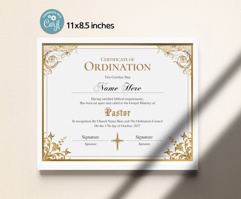 Pastor Ordination Certificate Template Editable Certificate of Pastor Ordination Certificate Template Editable Certificate of