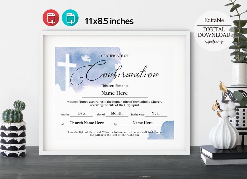 Confirmation Certificate Template Editable Printable Confirmation Confirmation Certificate Template Editable Printable Confirmation