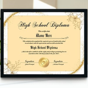 High School Diploma, Printable Home School Diploma, Editable Diploma Template, Customizable Diploma Template, General Equivalency Diploma
