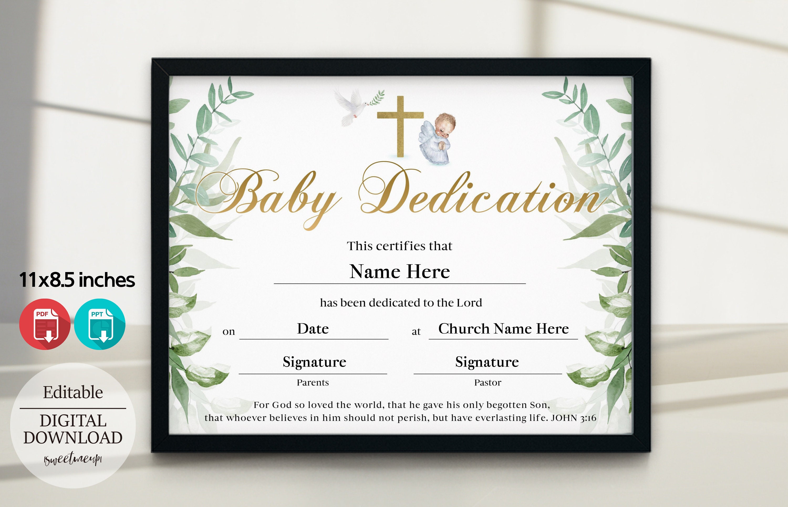 Baby Dedication Certificate, Baby Boy Dedication Certificate Template
