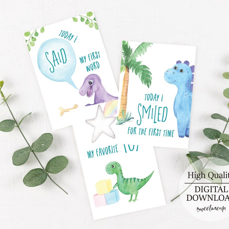 Dinosaur Baby Milestone Cards Unisex Boy Girl Milestone Cards - Etsy
