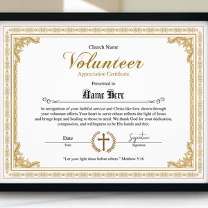 Volunteer Appreciation Certificate Template, Printable certificate of appreciation for volunteering, Digital Volunteer Appreciation Award