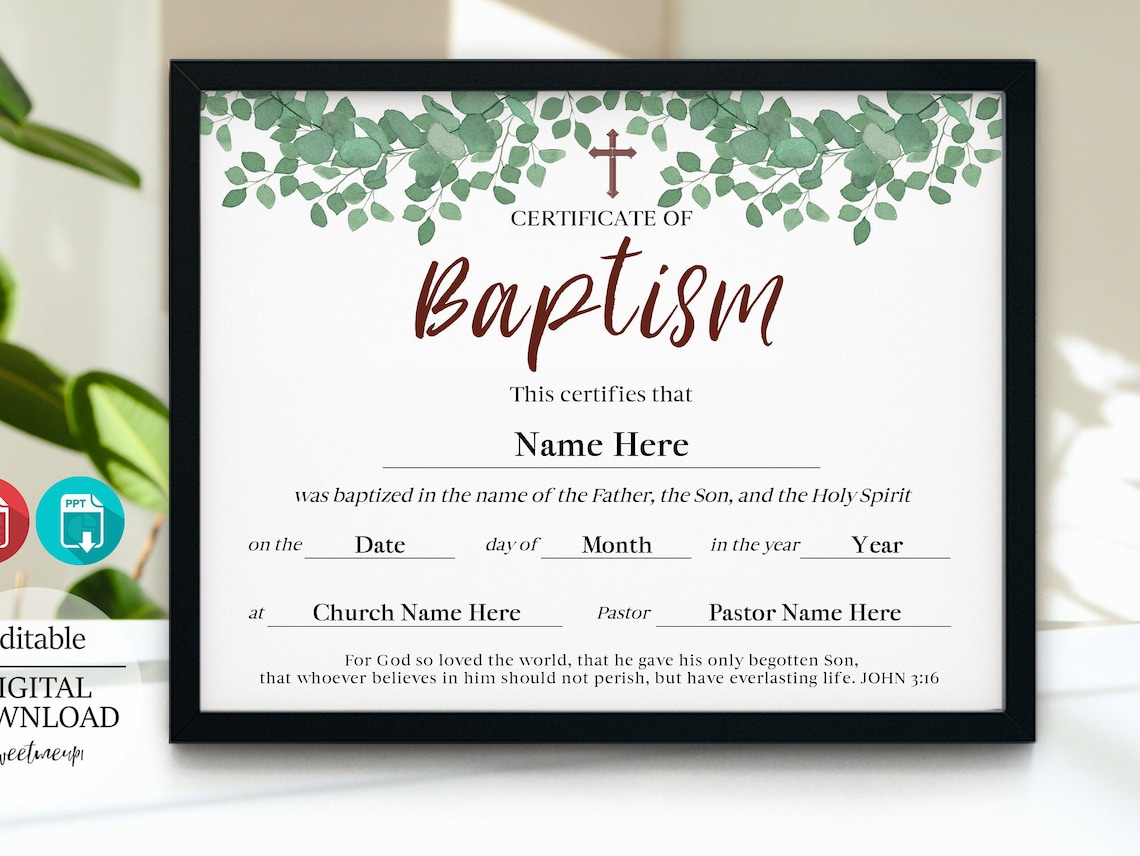 11x8.5 Baptism Certificate Download, PDF, PPT Editable Baptism 11x8.5 Baptism Certificate Download, PDF, PPT Editable Baptism