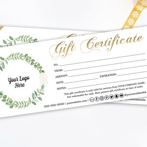 Plantilla de certificado de regalo, plantilla de certificado de regalo de vegetación dorada moderna, vale de regalo de vegetación abstracta, tarjeta de regalo de oro, agregue su logotipo