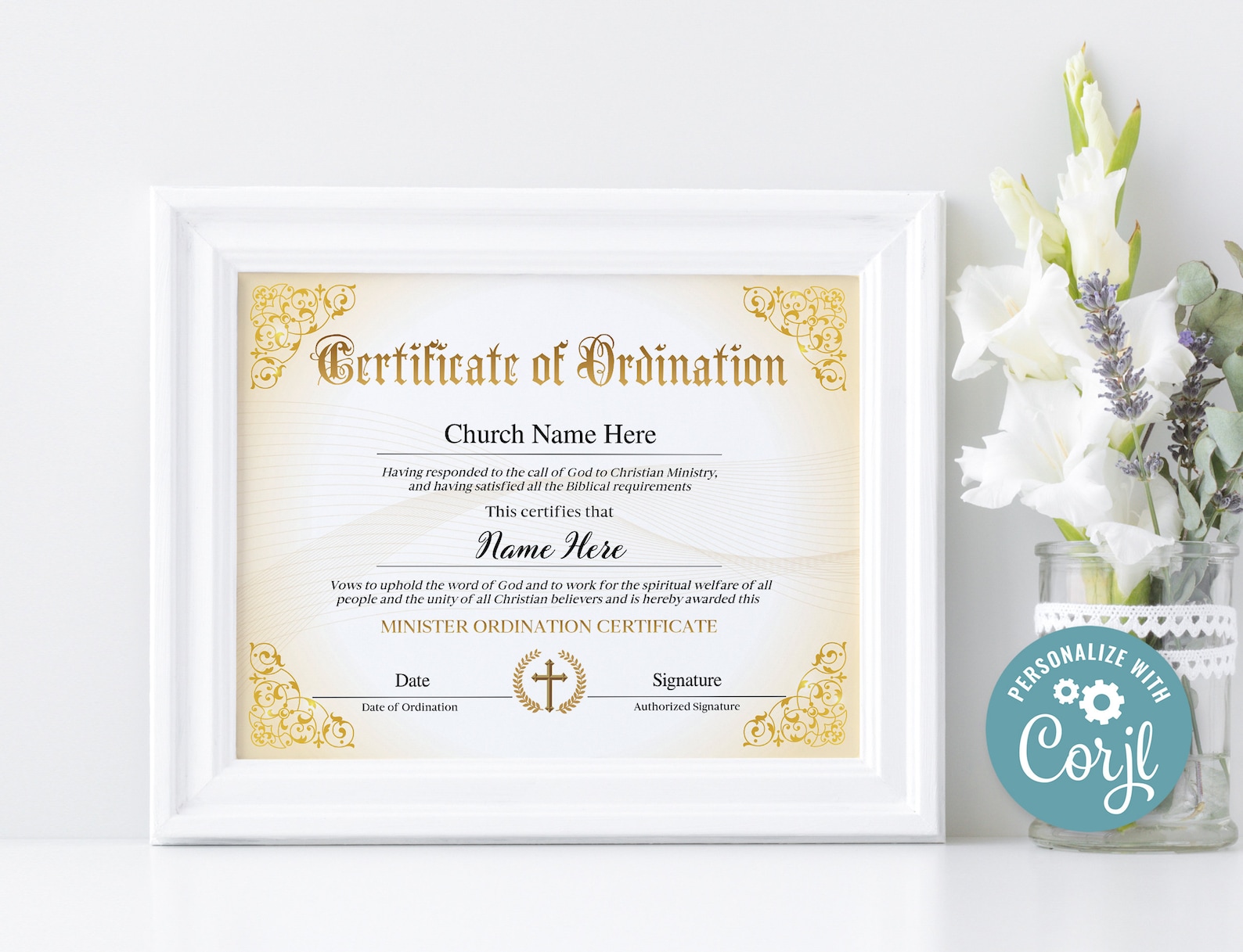 Editable Ordained Minister Certificate Template, Editable Licensed ...