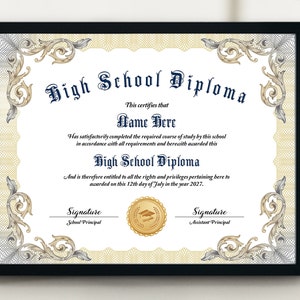 Diploma GED exclusivo, Diploma de escuela en casa, Plantilla de diploma de escuela secundaria editable, Diploma de equivalencia general, Plantilla de diploma personalizable