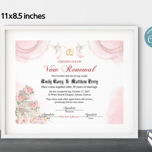 Editable Vow Renewal Certificate Template, Printable Wedding Vow Renewal Certificate, Printable Marriage Vows Keepsake, Vow Renewal Gift