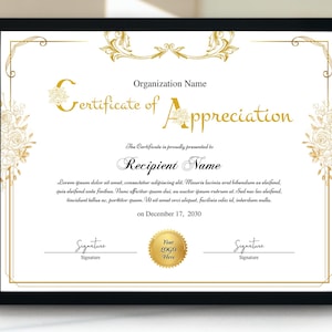 Printable Appreciation Certificate, Editable Certificate of Appreciation Template, Certificate of Recognition Corporate Award Certificate