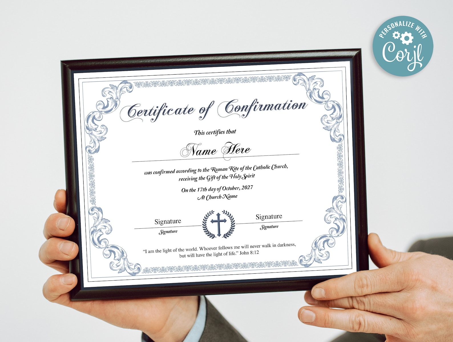Editable Confirmation Certificate Template, Minimalist Religious