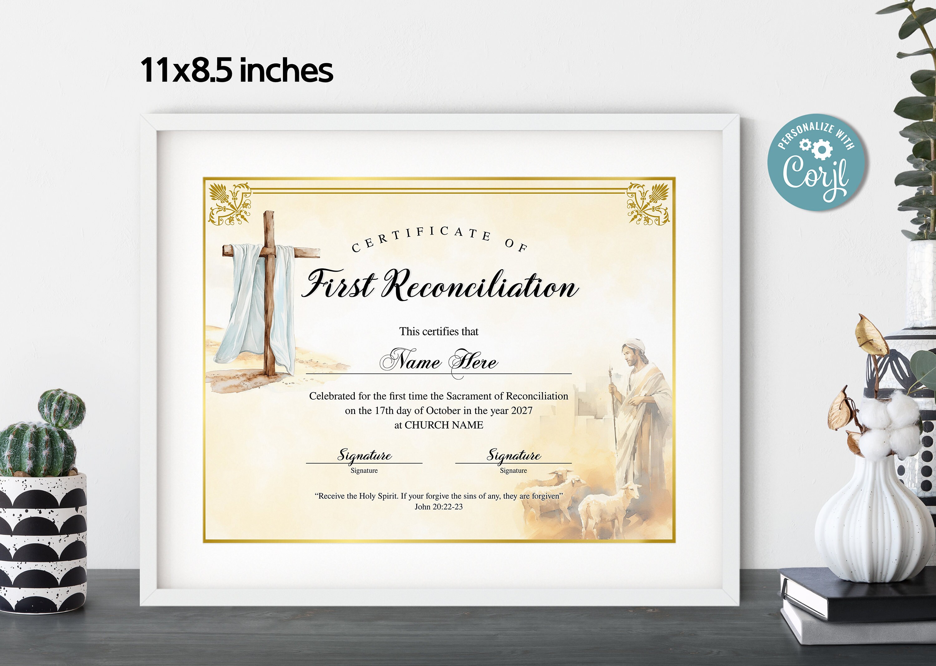 11x8.5 First Reconciliation Certificate, Religious Supply Traditional ...