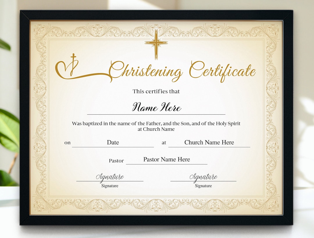 Christening Certificate Template Baptism Holy Spirit Certificate Gold Christening Certificate Template Baptism Holy Spirit Certificate Gold