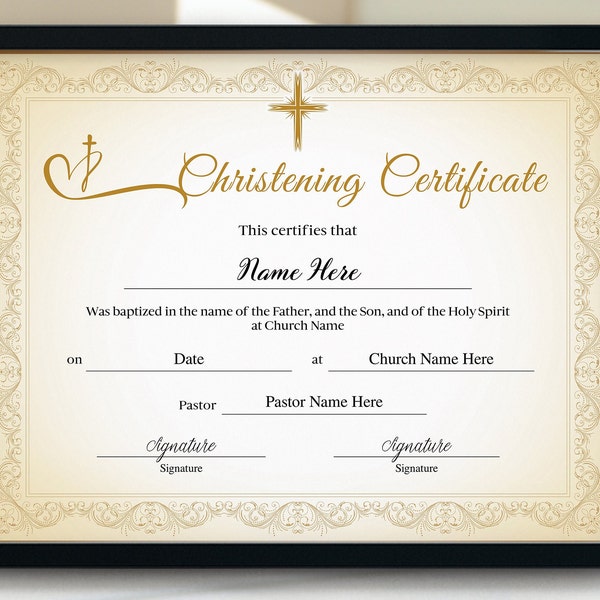 Christening Certificate Template Etsy