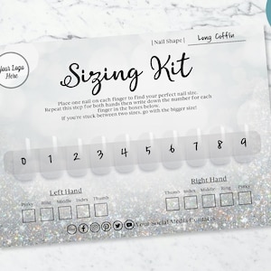 Nagel Sizing Kit, Size Kit für Press On Nail, Sizing Kit für Nägel, Press On Nail Sizing Kit, DIY Nagel Visitenkarten, bearbeitbar, druckbar