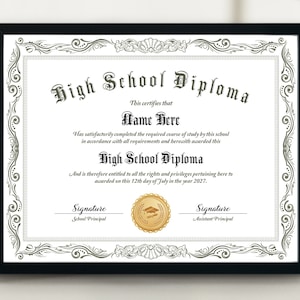 High School Diploma, Home School Diploma, Printable Editable Diploma Template, Customizable Diploma Template, General Equivalency Diploma