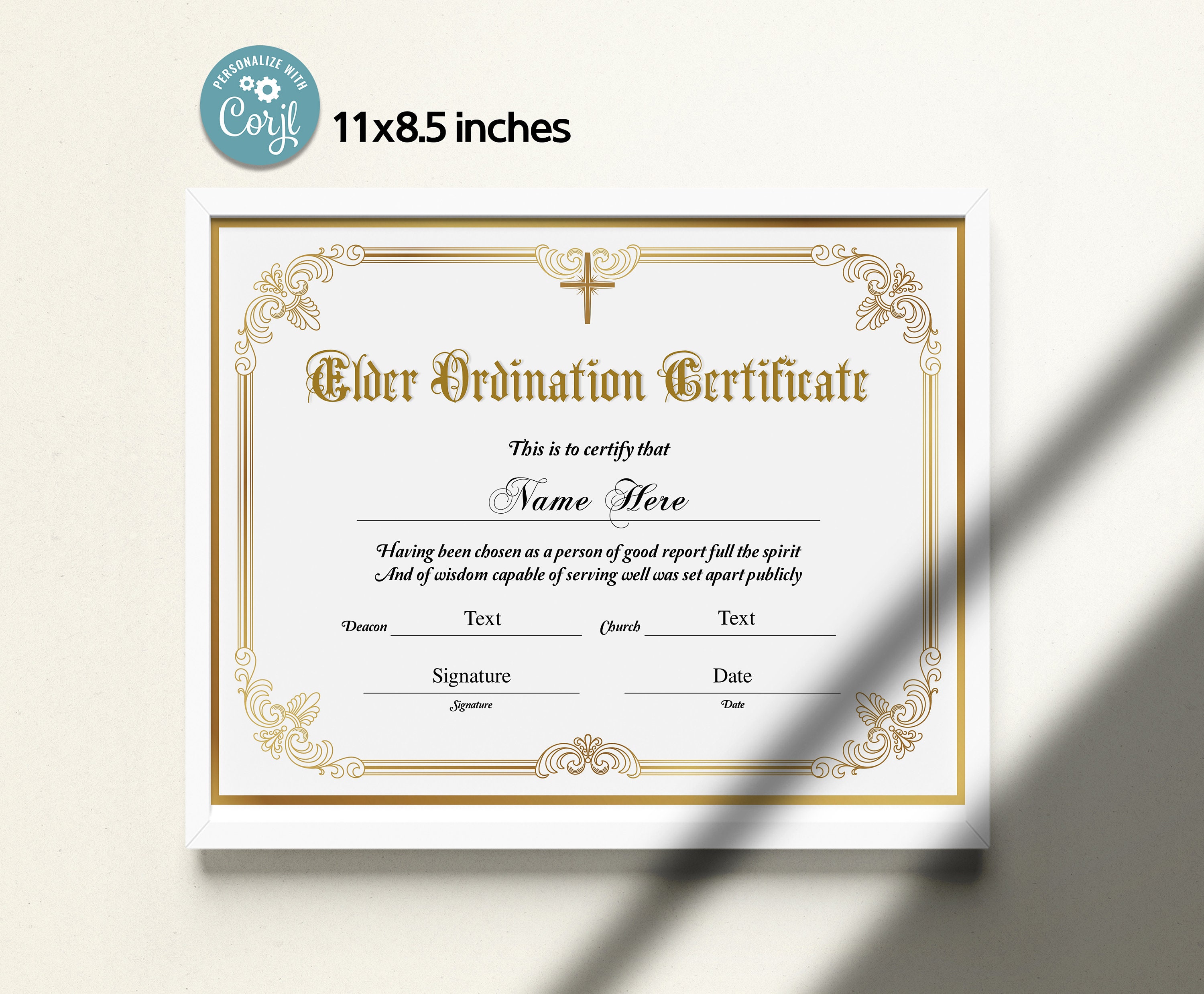 Elder Ordination Certificate Printable Certificate of - Etsy