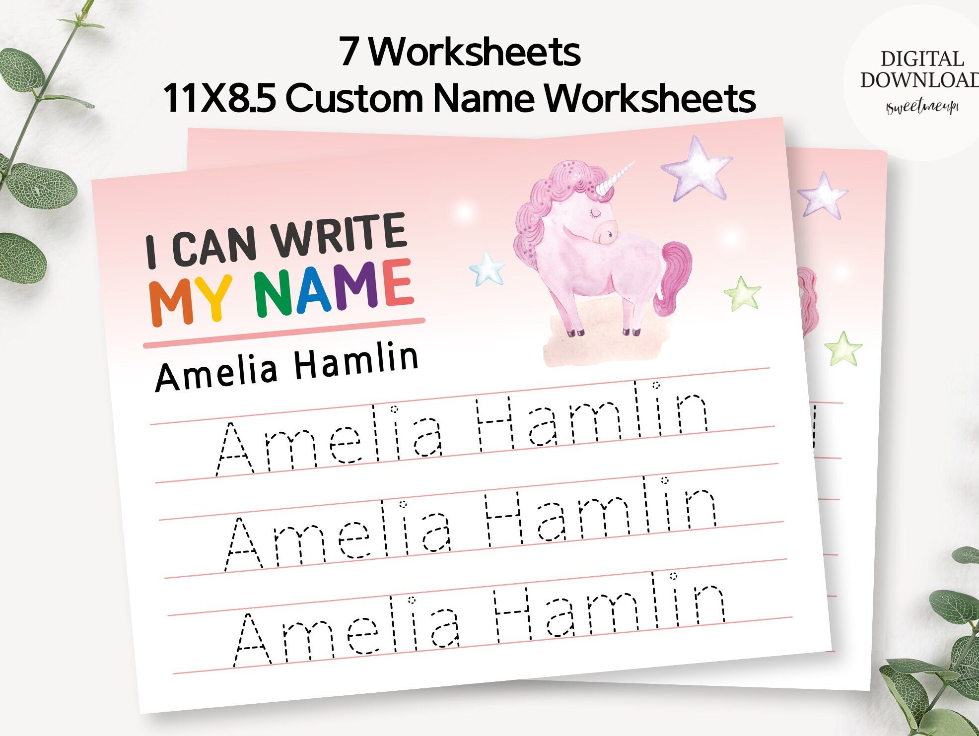 custom name tracing worksheets kids first last name tracing etsy