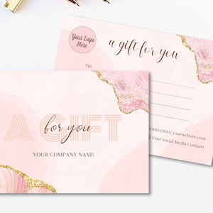 Plantilla de certificado de regalo, plantilla de tarjeta de regalo editable imprimible, vale de regalo rosa 5x7, certificado de regalo moderno, plantilla de vale de tienda
