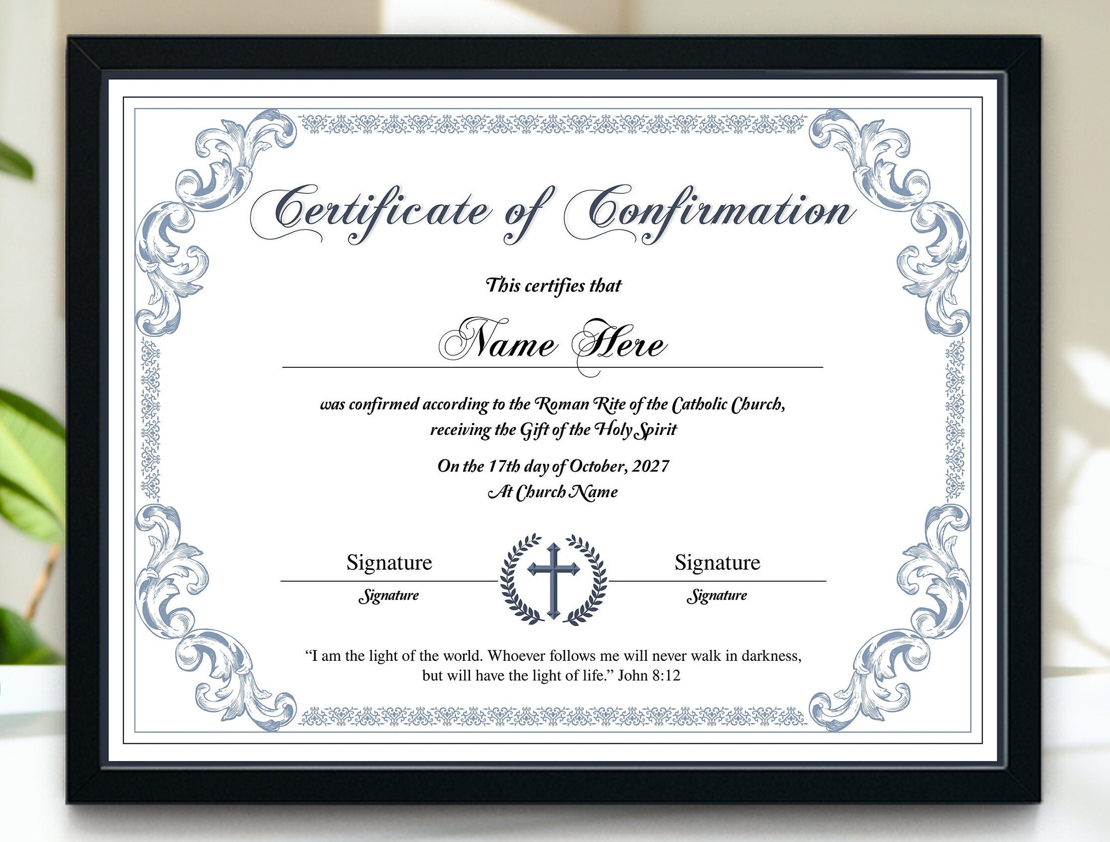 Editable Confirmation Certificate Template, Minimalist Religious