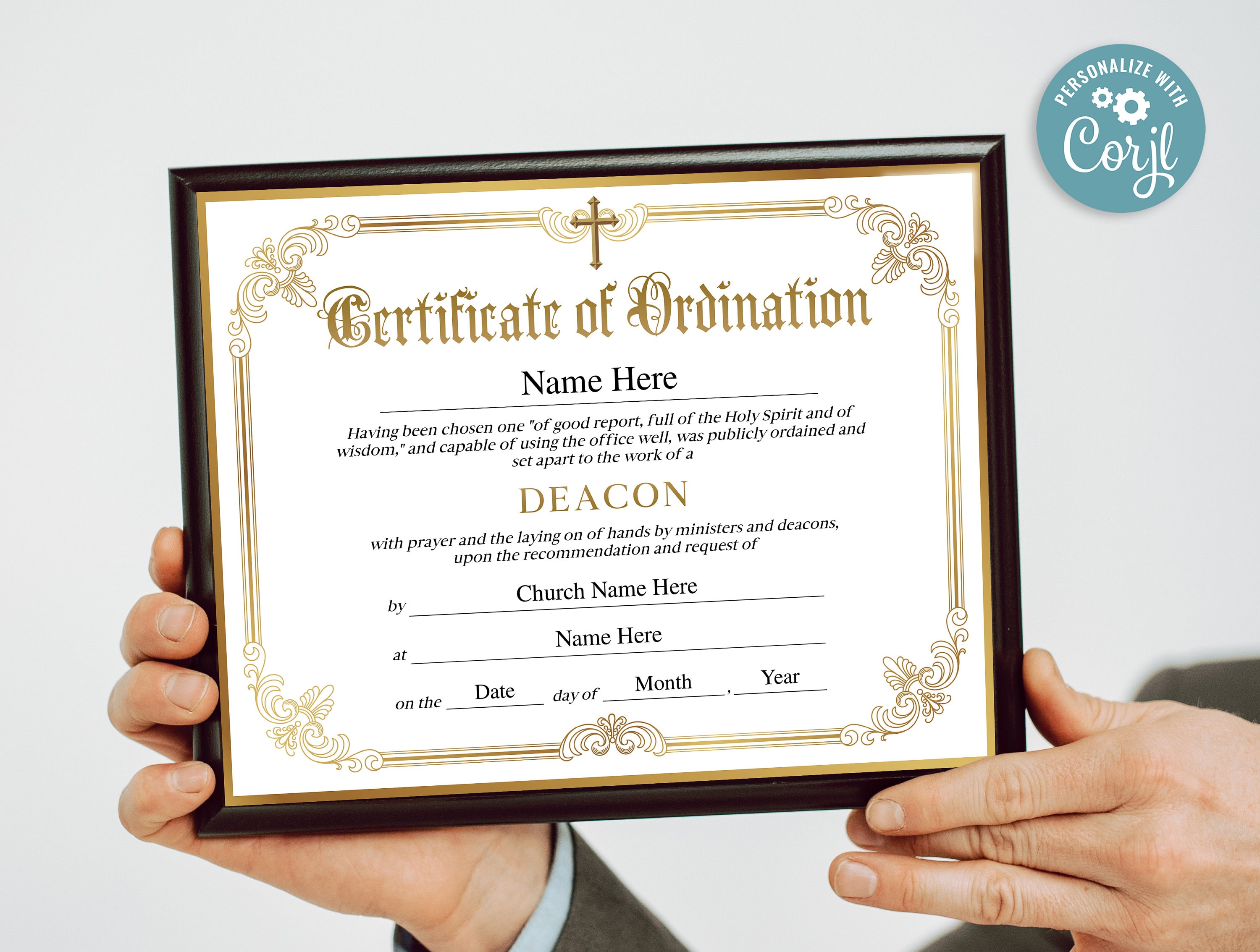 Deacon Ordination Certificate Template, Printable Certificate of ...