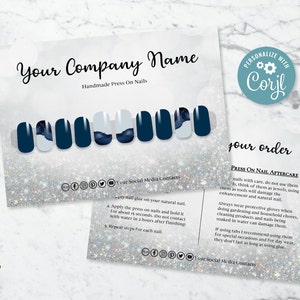 Wie man Press-On Nails Karte anwendet, Press On Nail Sizing Kit, Press On Nail Anweisungen, Hank You Business Template, Kundenverpackung, DIY