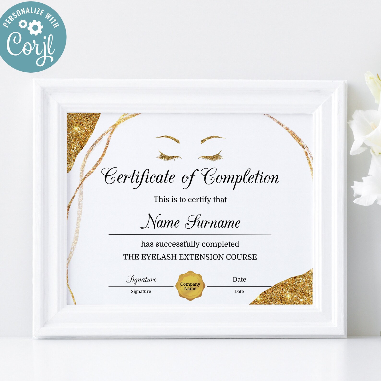 Lashes Certificate of Completion, Lash Extension Certificate Instant