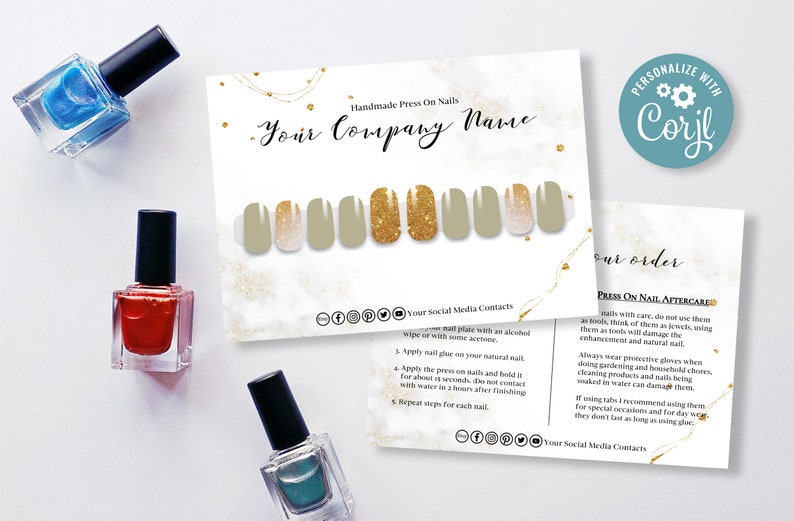 Press on Nails Aftercare Card Press on Nail Business Cards Etsy Australia