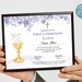 First Communion Certificate, 11x8.5 Printable First Communion ...