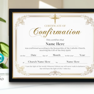 Confirmation Certificate, Printable Gold Elegance Confirmation ...