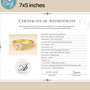 Certificado de autenticidad para joyería (DIY), certificado de autenticidad de anillo editable, certificado de joyería personalizable, negocio de joyería