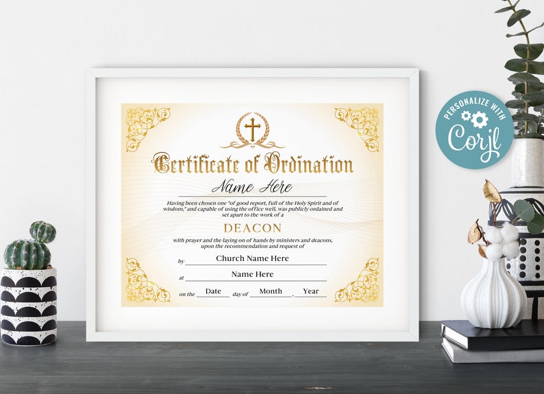 Editable Ordained Minister Certificate Template, Elegant Ordination ...