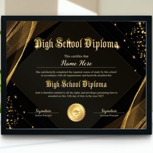 2025 High School Diploma Template, Home School Diploma, Printable Editable Diploma, Customizable Diploma, General Equivalency Diploma