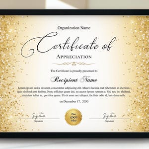 Printable Certificate of Appreciation Template, Editable Appreciation Certificate, Certificate of Recognition Corporate Award Certificate