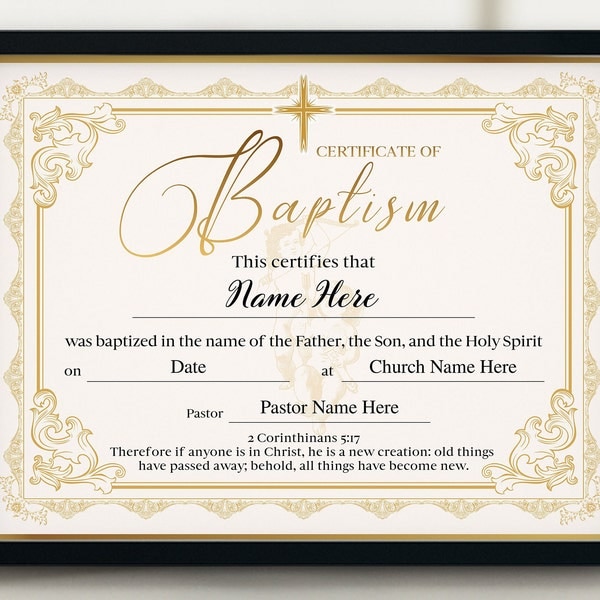 Baptism Certificate Template, Baptism gift, 11x8.5 Certificate of Baptism, Boy/Girl Baptism, Editable Baptism Certificate Template,Printable