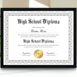High School Diploma, Printable Home School Diploma, Editable Diploma Template, Customizable Diploma Template, General Equivalency Diploma