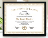 Gospel Ministry Certificate of License Template Elegant - Etsy